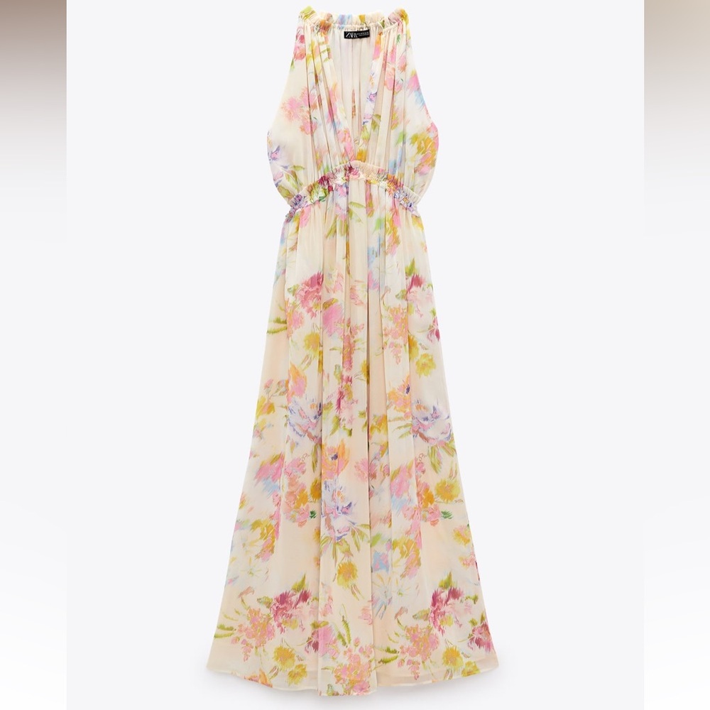Zara Sleeveless Floral Dress in pink